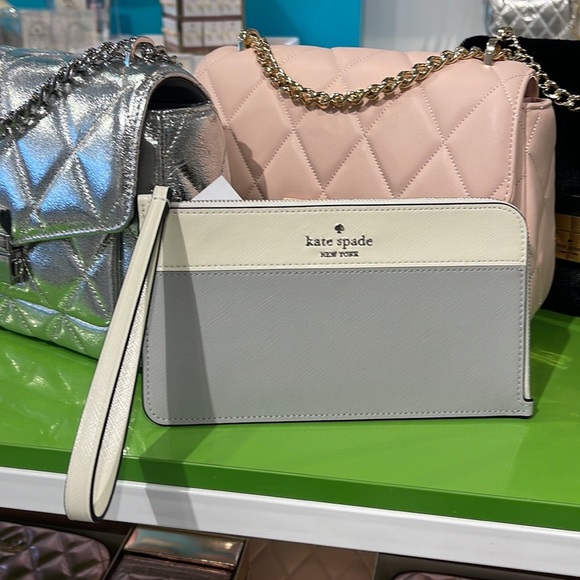 Kate Spade Lucy Medium L-Zip Wristlet 
COLOR: Platinum Grey Multi 
NWT - Picture 6 of 16